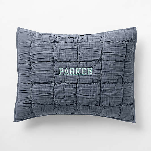 Supersoft Snuggle Puff Coy Blue Organic Cotton Gauze Kids Pillow Sham