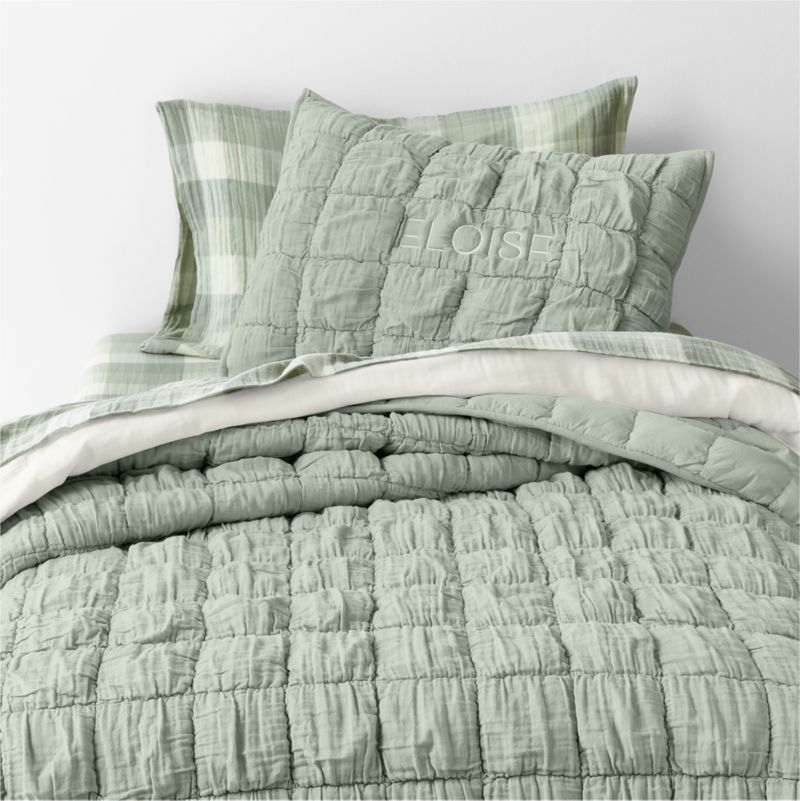 Supersoft Snuggle Puff Soft Green Organic Cotton Gauze Kids Pillow Sham - image 2 of 8