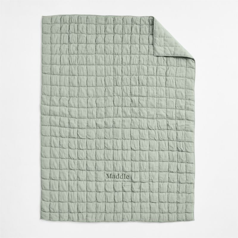 Supersoft Soft Marshmallow Puffy Soft Green 100% Organic Cotton Gauze Kids Twin Quilt - image 2 of 12