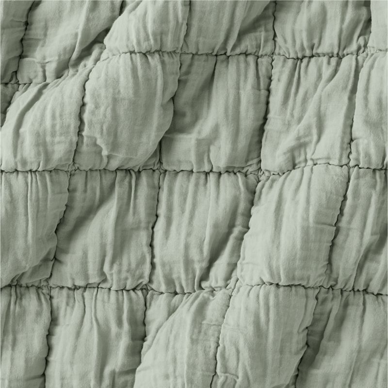 Supersoft Soft Marshmallow Puffy Soft Green 100% Organic Cotton Gauze Kids Twin Quilt - image 4 of 12
