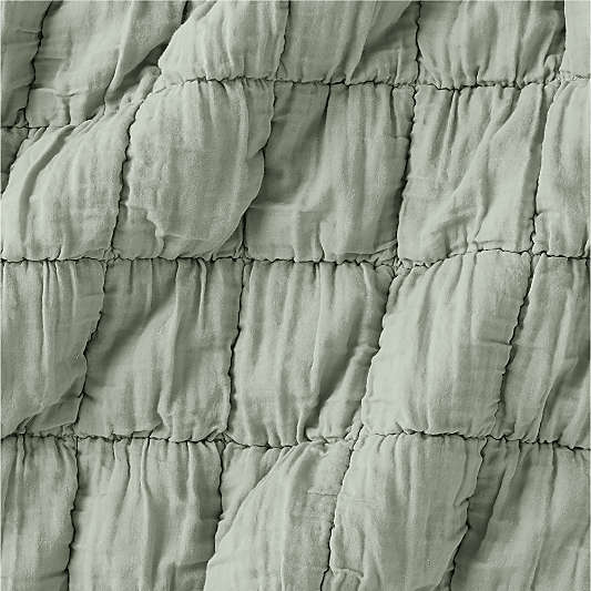 Supersoft Soft Marshmallow Puffy Soft Green 100% Organic Cotton Gauze Kids Quilt