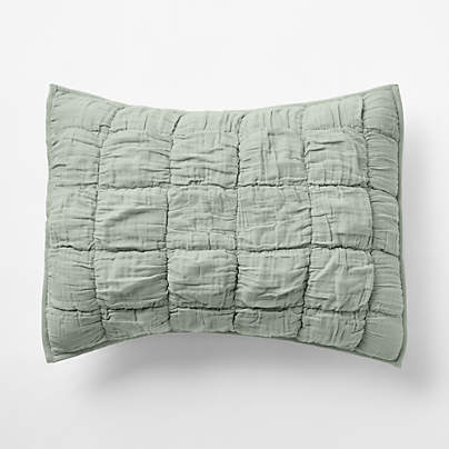 Supersoft Snuggle Puff Soft Green Organic Cotton Gauze Kids Pillow Sham