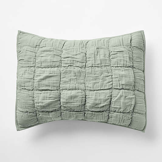 Supersoft Snuggle Puff Soft Green Organic Cotton Gauze Kids Pillow Sham