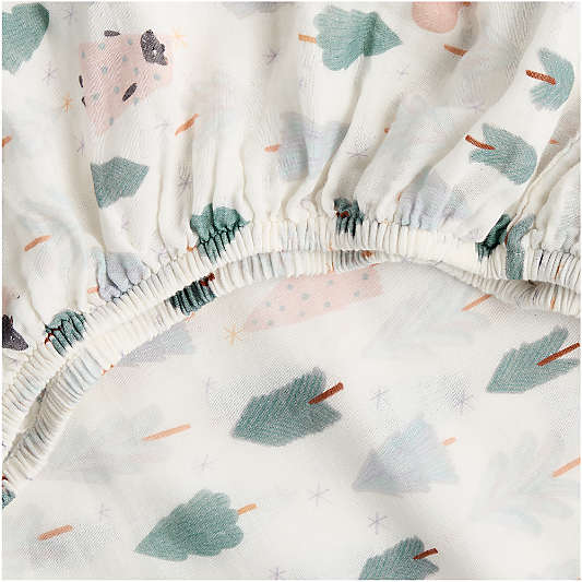 Supersoft Snow and Seek 100% Organic Cotton Gauze Baby Crib Fitted Sheet