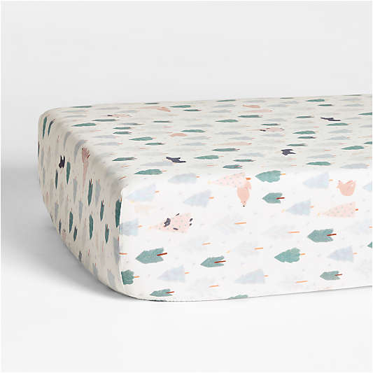 Supersoft Snow and Seek 100% Organic Cotton Gauze Baby Crib Fitted Sheet