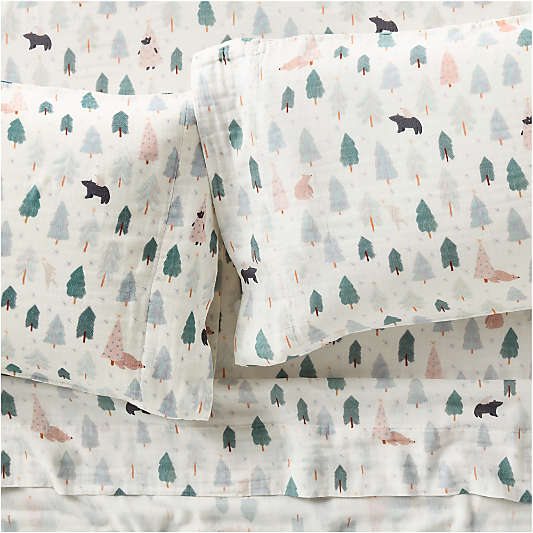 Supersoft Snow and Seek 100% Organic Cotton Gauze Kids Full Sheet Set