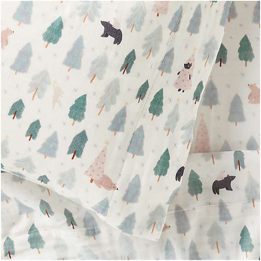 Supersoft Snow and Seek 100% Organic Cotton Gauze Kids Queen Sheet Set