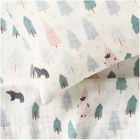 Supersoft Snow and Seek Organic Cotton Gauze Toddler Sheet Set