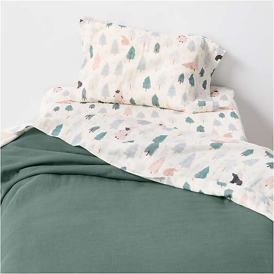 Supersoft Snow and Seek 100% Organic Cotton Gauze Toddler Sheet Set