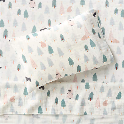 Supersoft Snow and Seek Organic Cotton Gauze Toddler Sheet Set