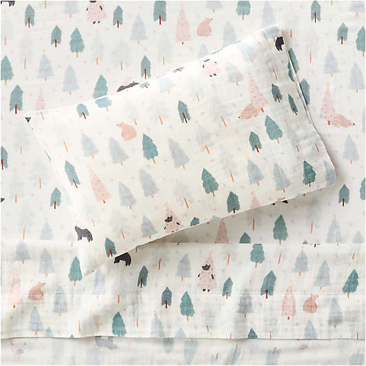 Supersoft Snow and Seek 100% Organic Cotton Gauze Toddler Sheet Set