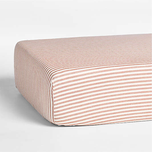 Supersoft Striped Brulee Brown Organic Cotton Gauze Baby Crib Fitted Sheet