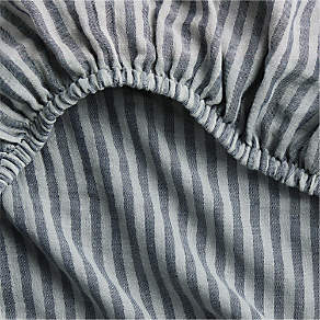 Supersoft Striped Deep Indigo Organic Cotton Gauze Kids Twin Sheet Set
