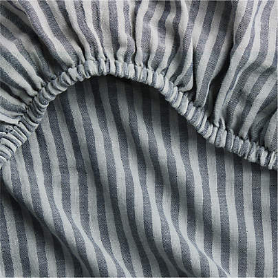 Supersoft Striped Deep Indigo Organic Cotton Gauze Baby Crib Fitted Sheet