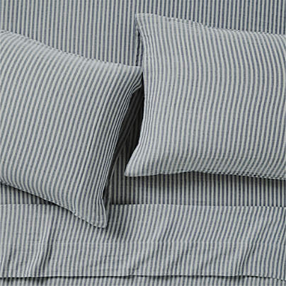 Supersoft Deep Indigo Striped 100% Organic Cotton Gauze Kids Full Sheet Set