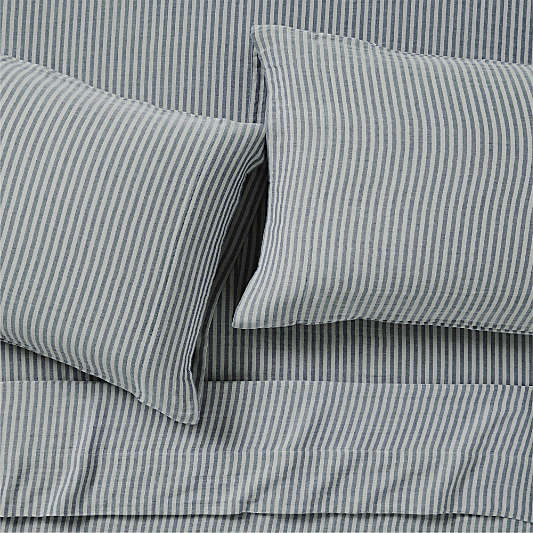 Supersoft Deep Indigo Striped Organic Cotton Gauze Kids Sheet Set
