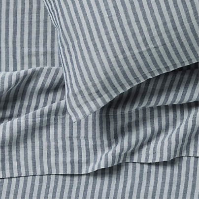 Supersoft Striped Deep Indigo Organic Cotton Gauze Kids Sheet Set