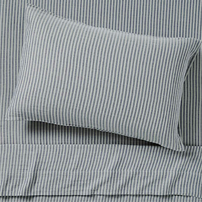 Supersoft Striped Deep Indigo Organic Cotton Gauze Kids Twin Sheet Set