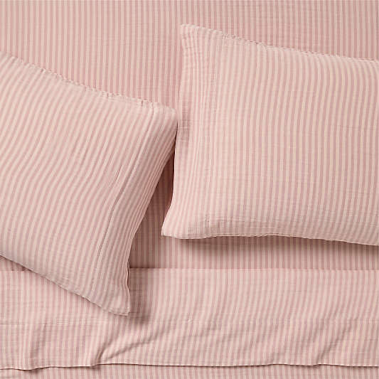 Supersoft Striped Lilac Rose Organic Cotton Gauze Kids Sheet Set