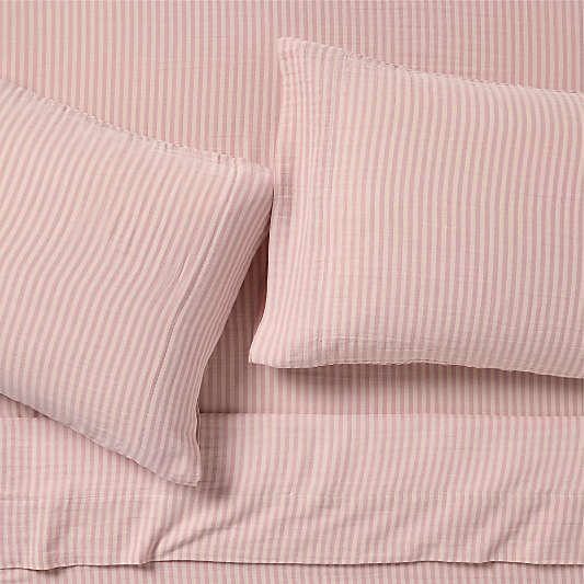Supersoft Lilac Rose Striped Organic Cotton Gauze Kids Sheet Set