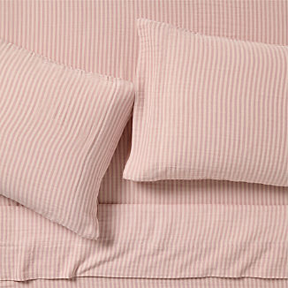 Supersoft Striped Deep Indigo Organic Cotton Gauze Kids Queen Sheet Set