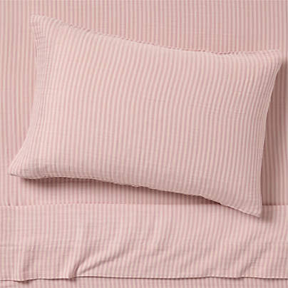Supersoft Lilac Rose Striped 100% Organic Cotton Gauze Kids Twin Sheet Set