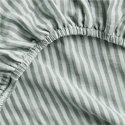 Supersoft Pine Green Striped 100% Organic Cotton Gauze Baby Crib Fitted Sheet