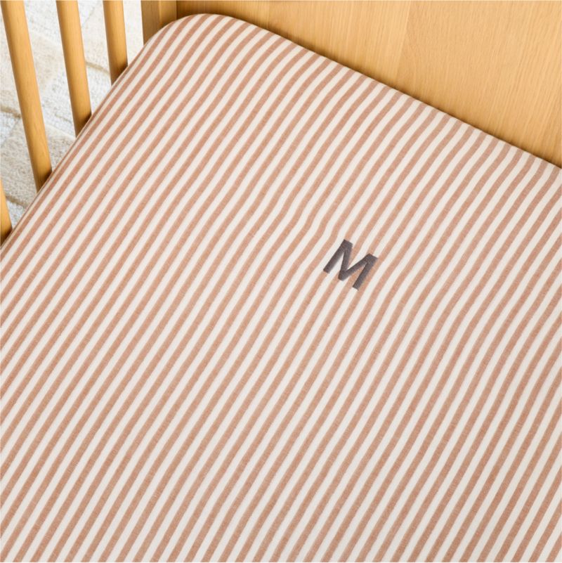 Supersoft Brulee Brown Striped 100% Organic Cotton Gauze Baby Crib Fitted Sheet - image 1 of 7
