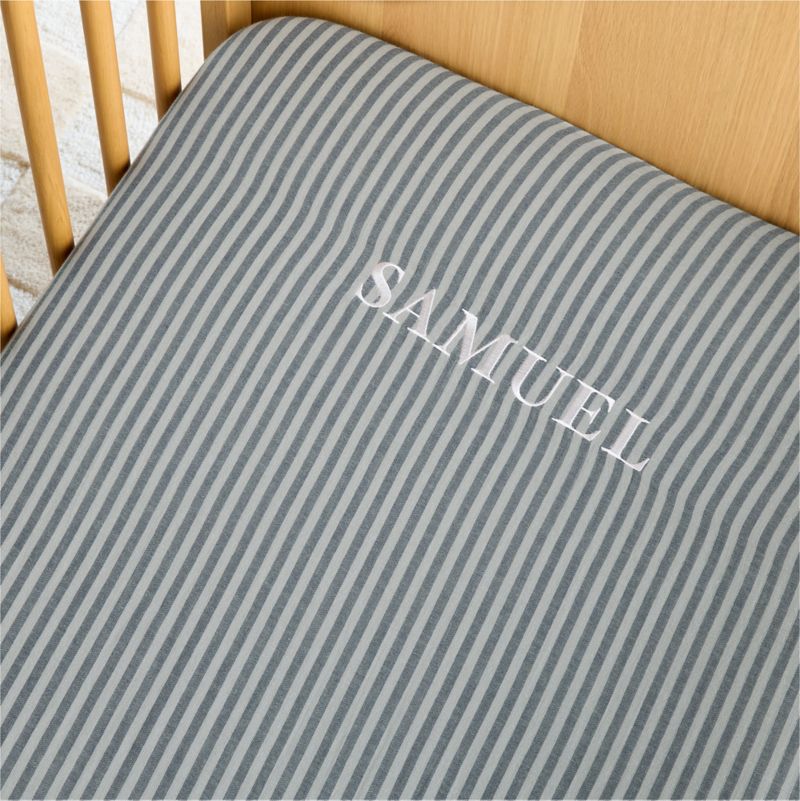 Supersoft Deep Indigo Striped 100% Organic Cotton Gauze Baby Crib Fitted Sheet - image 1 of 8