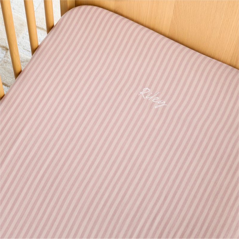 Supersoft Lilac Rose Striped 100% Organic Cotton Gauze Baby Crib Fitted Sheet - image 1 of 8