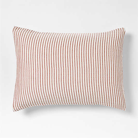 Supersoft Striped Brulee Brown Organic Cotton Gauze Kids Pillow Sham
