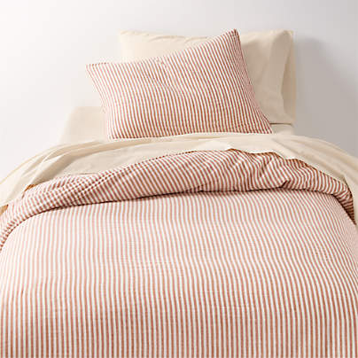 Supersoft Striped Brulee Brown Organic Cotton Gauze Kids Twin Duvet