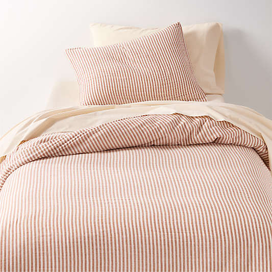 Supersoft Striped Brulee Brown Organic Cotton Gauze Kids Duvet