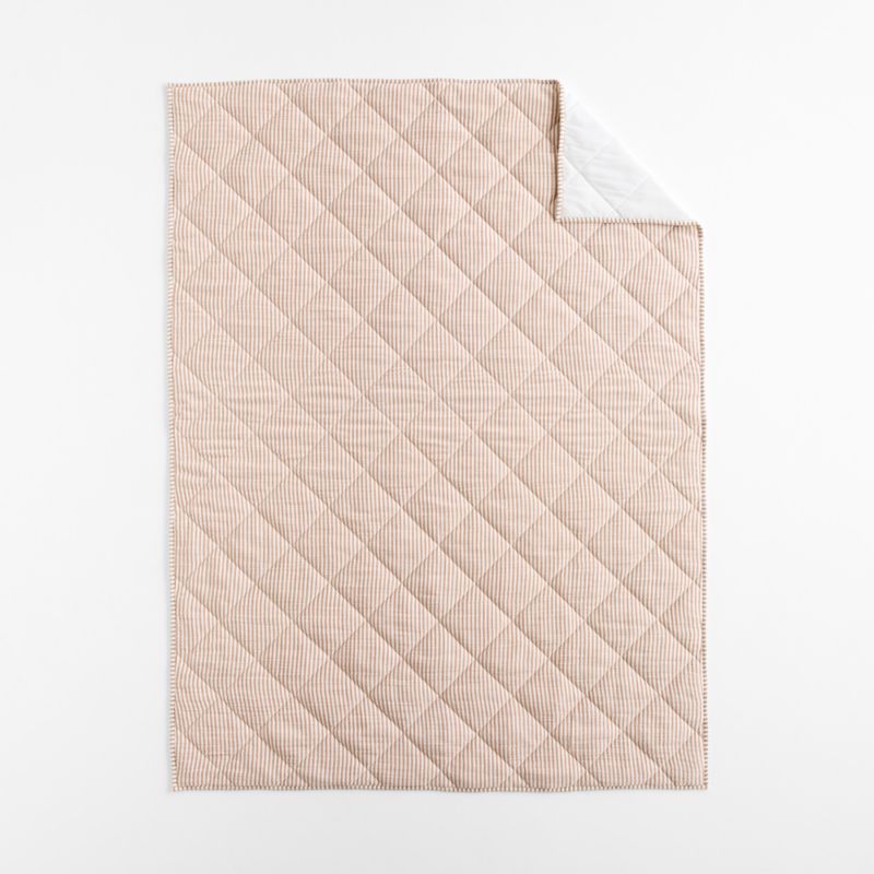 Supersoft Brulee Brown Quilted Striped 100% Organic Cotton Gauze Kids Full/Queen Quilt - image 2 of 8