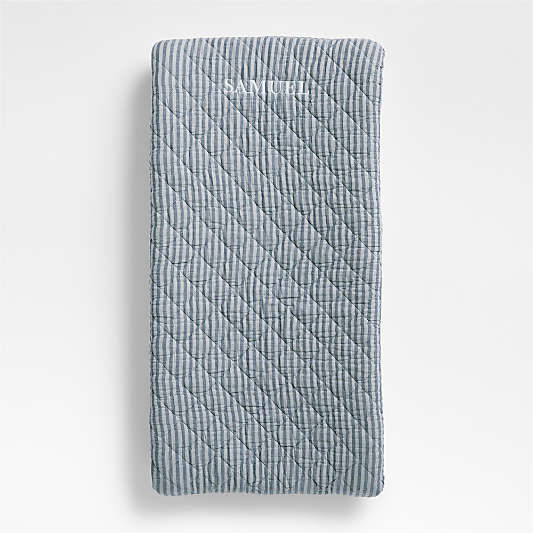 Supersoft Deep Indigo Striped Organic Cotton Gauze Baby Changing Pad Cover