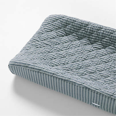 Supersoft Deep Indigo Striped Organic Cotton Gauze Baby Changing Pad Cover