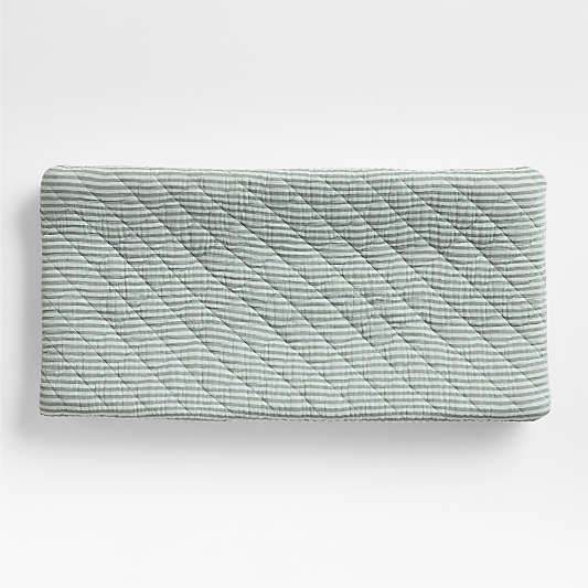 Supersoft Pine Green Striped Organic Cotton Gauze Baby Changing Pad Cover