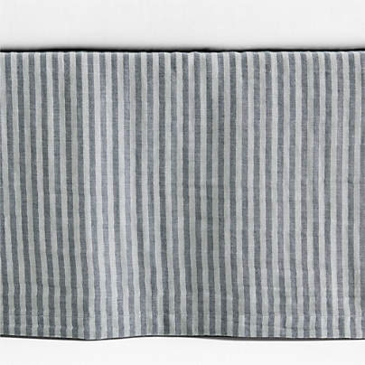 Supersoft Deep Indigo Striped Organic Cotton Gauze Baby Crib Skirt