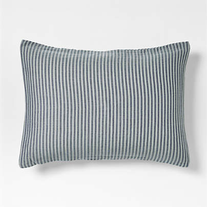 Supersoft Deep Indigo Striped Organic Cotton Gauze Kids Pillow Sham