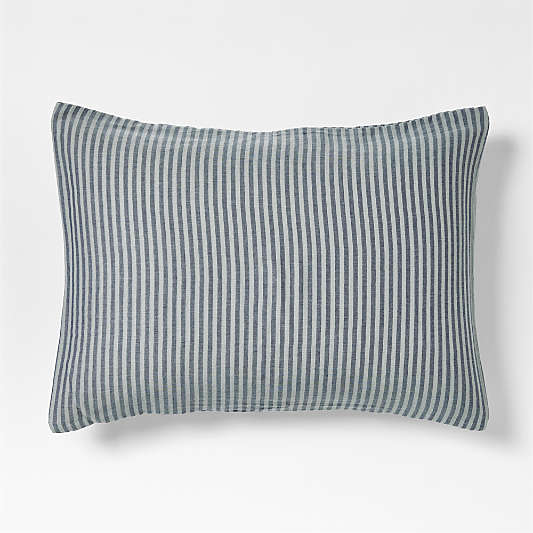 Supersoft Deep Indigo Striped Organic Cotton Gauze Kids Pillow Sham