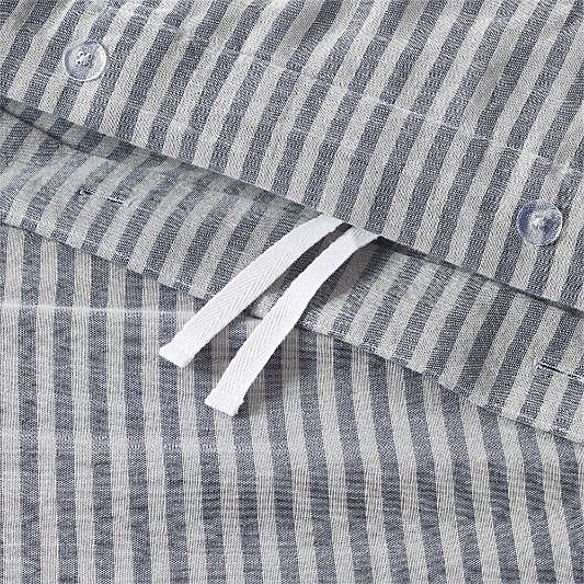 Supersoft Striped Deep Indigo Organic Cotton Gauze Kids Twin Duvet