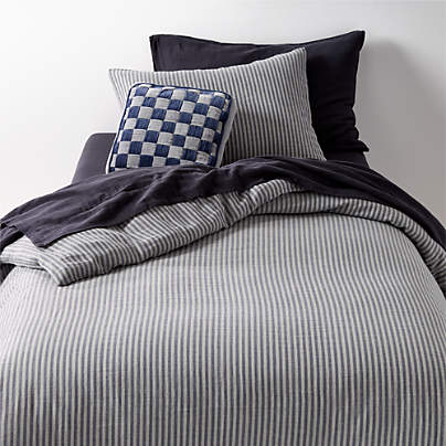 Supersoft Striped Deep Indigo Organic Cotton Gauze Kids Twin Duvet