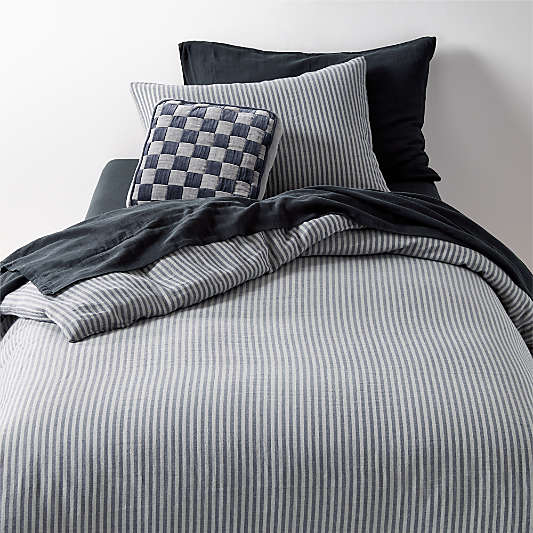 Supersoft Deep Indigo Striped Gauze Kids Full/Queen Duvet