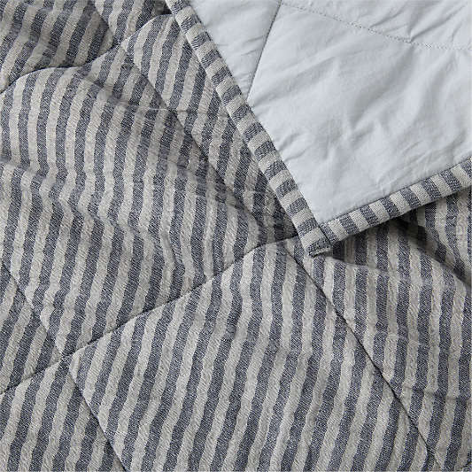 Supersoft Deep Indigo Quilted Striped 100% Organic Cotton Gauze Baby Crib Quilt