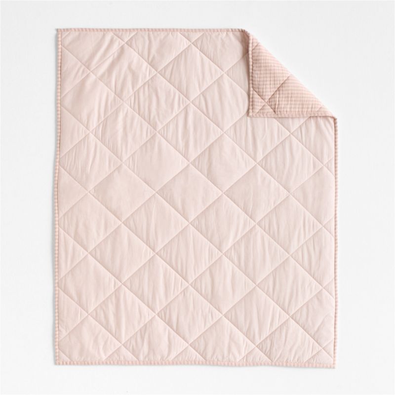 Supersoft Lilac Rose Quilted Striped 100% Organic Cotton Gauze Baby Crib Quilt - image 4 of 6