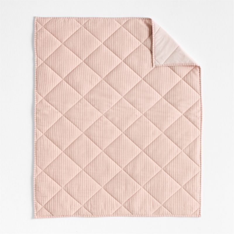 Supersoft Lilac Rose Quilted Striped 100% Organic Cotton Gauze Baby Crib Quilt - image 2 of 6