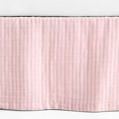 View Supersoft Lilac Rose Striped Organic Cotton Gauze Baby Crib Skirt details