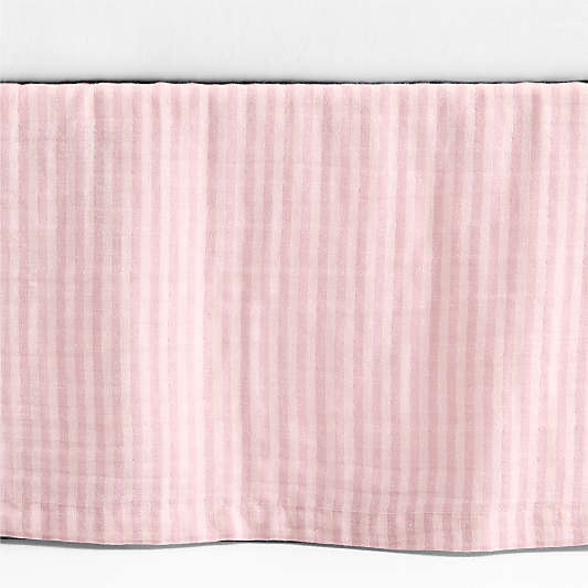 Supersoft Lilac Rose Striped Organic Cotton Gauze Baby Crib Skirt