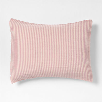 View Supersoft Lilac Rose Striped Organic Cotton Gauze Kids Pillow Sham details