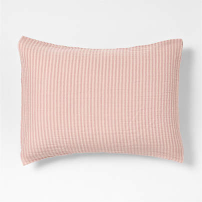 Supersoft Striped Lilac Rose Organic Cotton Gauze Kids Pillow Sham